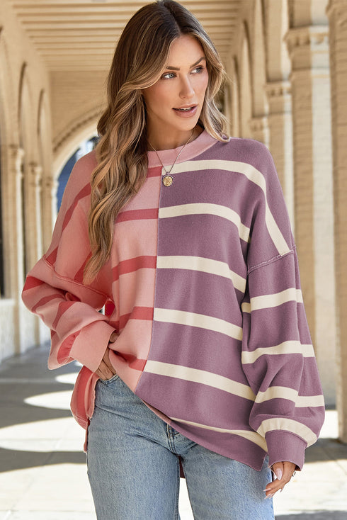 Stripe Colorblock Oversized Sweater
